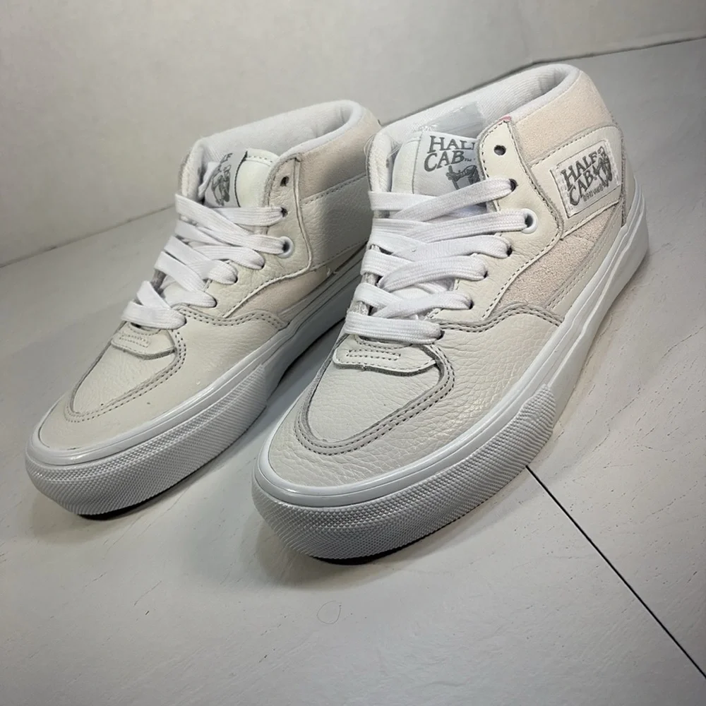NWT Vans Skate Half Cab White Leather with Suede Trim Women’s 6.5 - Picture 3 of 10